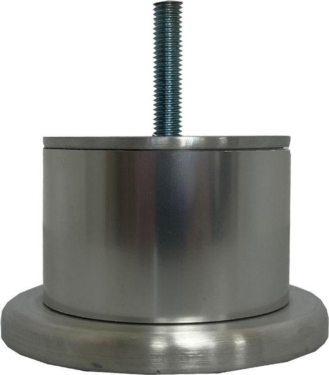 Stalen meubelpoot chroom rond ø 9 cm en hoogte 5 cm (M8)