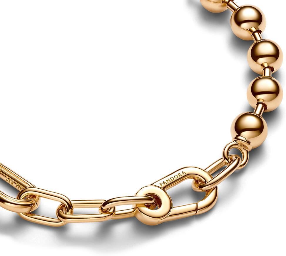 PANDORA Metallperlen und Gliederkettenarmband, ME, vergoldet gold