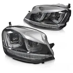 Scheinwerfer DRL LED Tagfahrlicht für Golf 7 Bj. 12-16 Schwarz Chrom dynamische Blinker