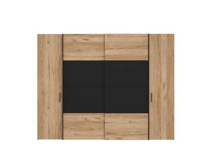 FORTE DALATE Schrank 270, Kleiderschrank, Schwebetürenschrank groß Schlafzimmer Drehtürenschrank groß Industrial, 4-türig, Holzdekor: Catania Eiche/Schwarz, 270 cm breit x 210 cm hoch x 61 cm tief