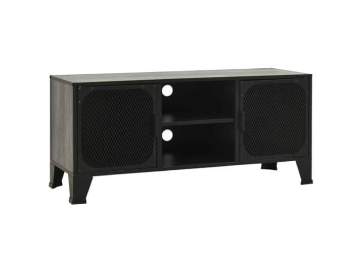 LKJephalotrope TV-Schrank Grau 105x36x47 cm Lowboard aus Metall und MDF Industrielles Fernsehregal im Gitter-Design für Wohnzimmer und Schlafzimmer mit durchdachtem Kabelmanagement und Fach.