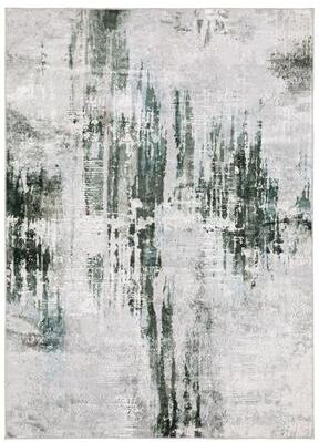 Vista Home Marissa Washable Modern Abstract Grey/ Teal Indoor Area Rug