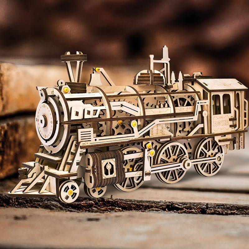 Locomotive à vapeur - Puzzle 3D Mécanique en bois Rokr