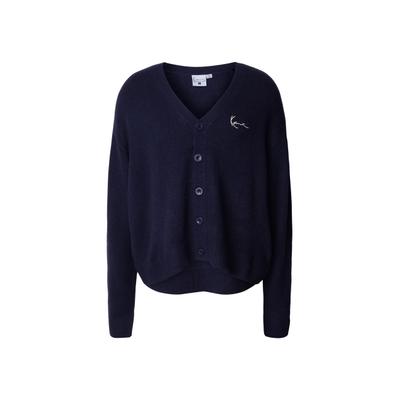 Cardigan KARL KANI "Karl Kani Signature Knit Cardigan", Herren, Gr. M, blau (dunkelblau), 100% Baumwolle, unifarben, normal, Rundhals, Strickjacken