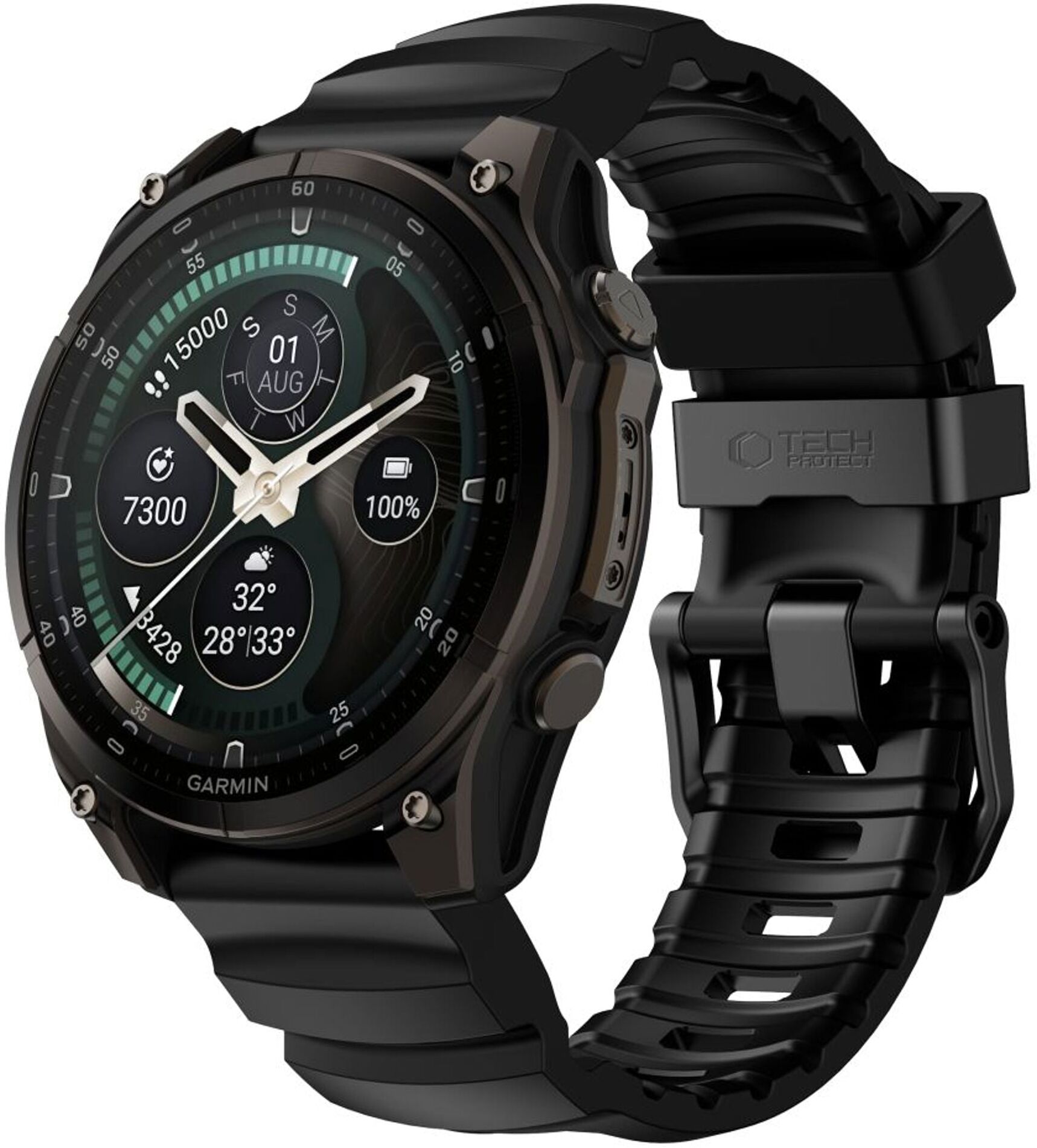 Universal Garmin 22mm QuickFit Tech-Protect Motion Fleksibelt Plast Rem - Sort