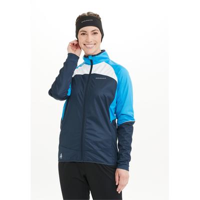 Trainingsjacke ENDURANCE "Rayna", Damen, Gr. 38, blau, 90% Polyester, 10% Elasthan, mehrfarbig, normal, hoch geschlossener Ausschnitt, Jacken Trainingsjacke, mit hochabschließendem Kragen