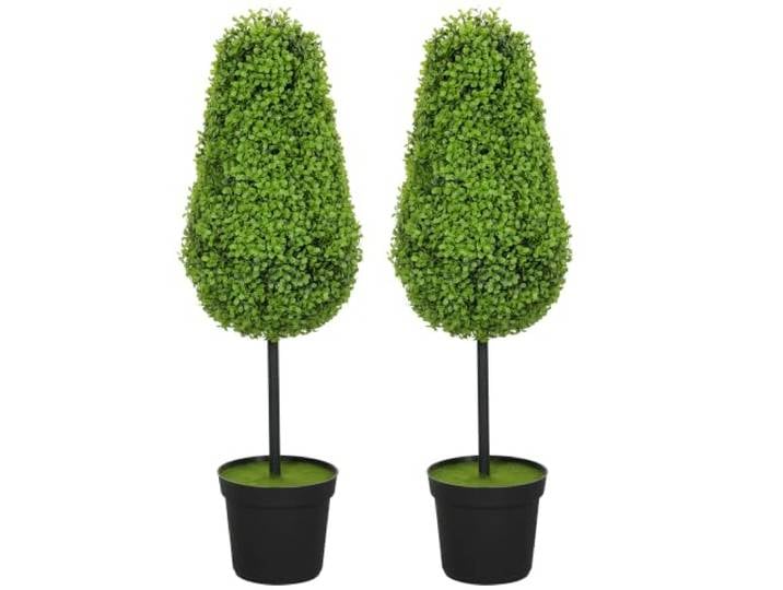 HOMCOM 2er Set Künstliche Buchsbaum 90cm Kunstpflanze in Tränenform