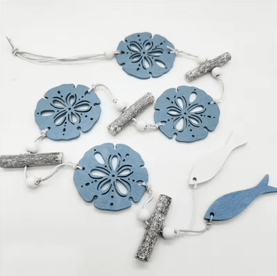 Inspire Picks Nautical Fishing Net Wall Decor Coastal Marine Hanging Ornament blue 3