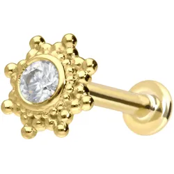 14 Karat Gold Labret mit Innengewinde MOISSANIT-SONNE
