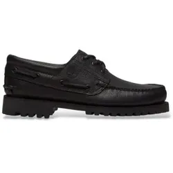 Timberland für Herren. TB0A2PDQANI1 Nautische 3-Ösen-Schuhe handgenäht Authentic schwarz (44 W), Leder, Wohnung, Schnürsenkel, Lässig