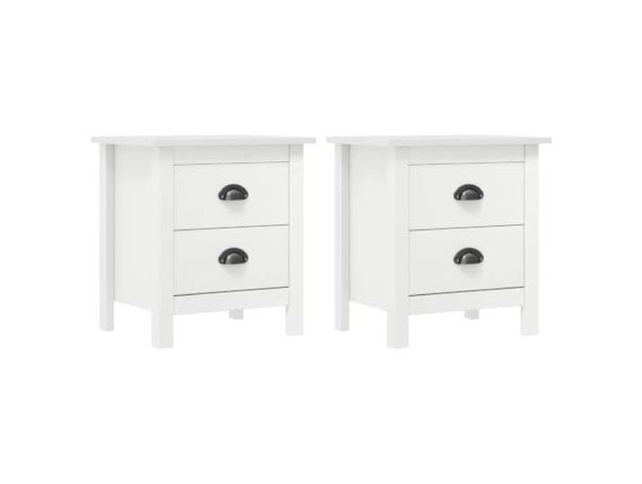 Heofavd Nachttisch 2er Set Massivholz Kiefer Weiß 46x35x49,5 cm Hill