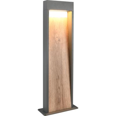LED Außen-Stehlampe TRIO LEUCHTEN "SALMON, Outdoor LED Stehleuchte 11W 1200 Lm 3000K, Garten Stehlampe", braun (anthrazit, holzfarben), B:21,5cm H:60cm T:9,5cm, Leuchten, aus Aluminium & Holz-Optik, IP44 LED Garten Wegeleuchte