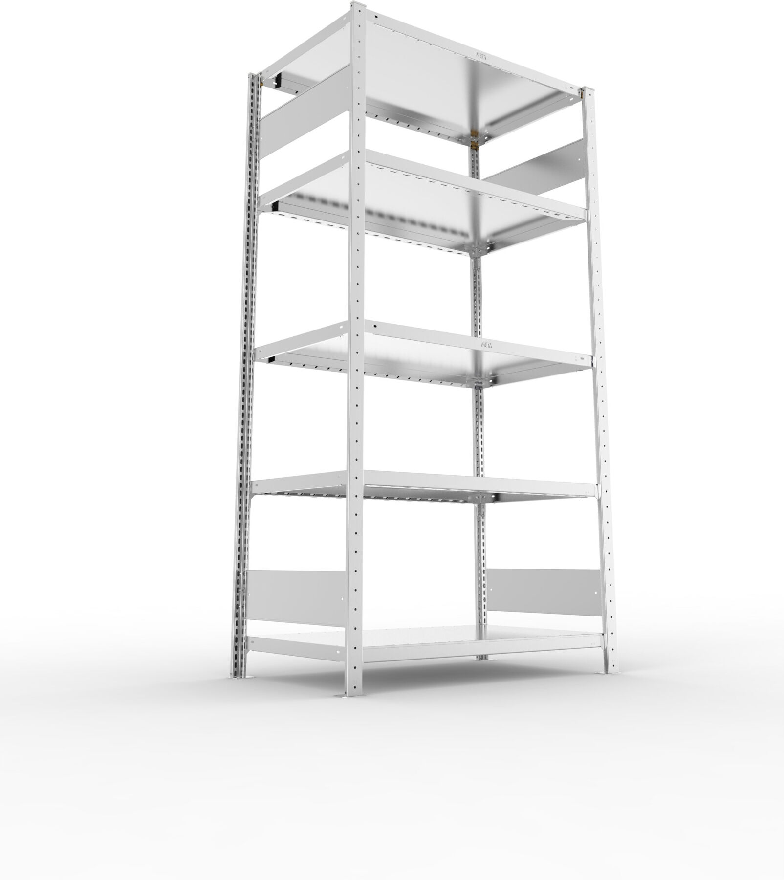 META S3 CLIP230 Fachbodenregal 2000x1000x600 mm, mit 5 Fachböden, beidseitige Bedienung, verzinkt (200185430)