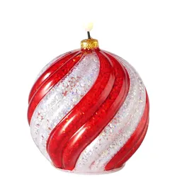 Boltze LED-Kerze Swirl, Ø 10 cm x H 14 cm, rot, weiß