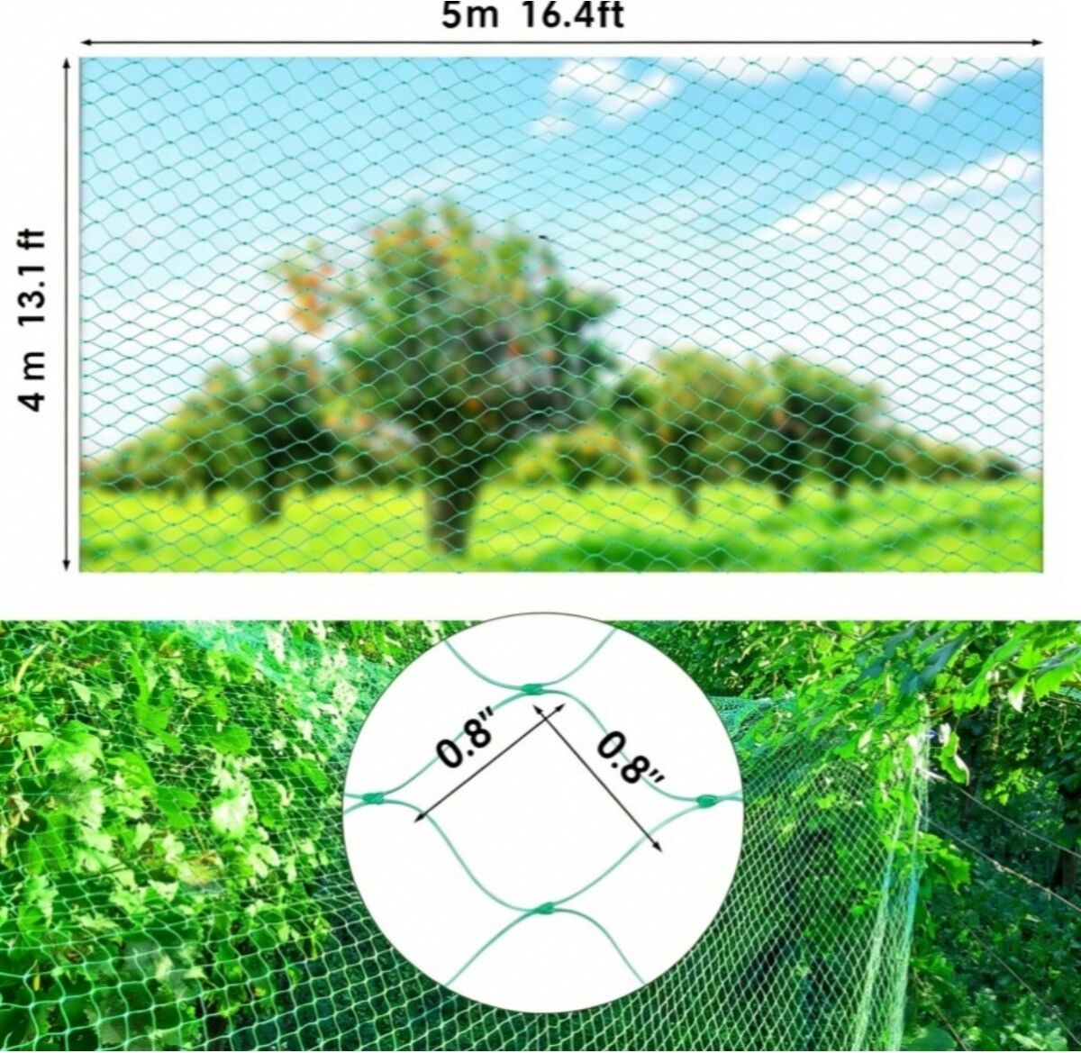INF Extrudiertes PE Vogelschutznetz 4m x 5m – 20mm Maschenweite Türkis, UV-stabilisiert für Obst- und Teichschutz