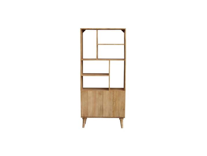 Bibliothèque en bois manguier massif 2 portes gravées L80 cm RUBIA