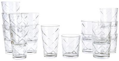 Gibson 16 Piece Diamond Clear Glassware Drinkware Set