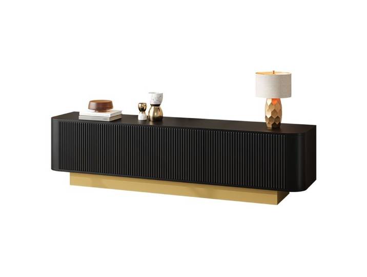 Modernes TV-Lowboard mit Stauraum – Design roundé gestion du câble Texturfront – Medienkonsole Wohnzimmer