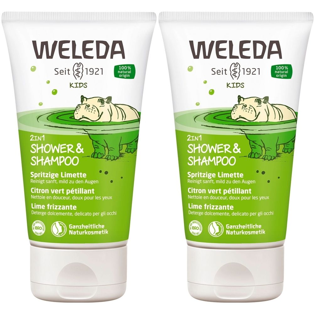 2x Weleda Kids 2in1 Shower & Shampoo spritzig.Limette 2x150 ml Duschgel
