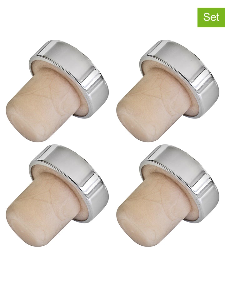 FM Professional 4er-Set: Flaschenverschlüsse in Beige/ Silber - onesize