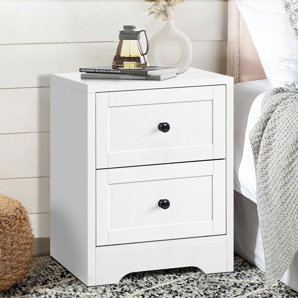 Rebrilliant 39 cm W Iron Bedside Table White 50cm H X 39cm W X 39cm D