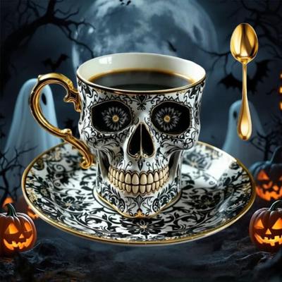 Multisell Products Hub Gothic Skull Crusher Coffee Mug, Stylish Resin Bonehead Design, Skeleton Head Mugs For Collectors b