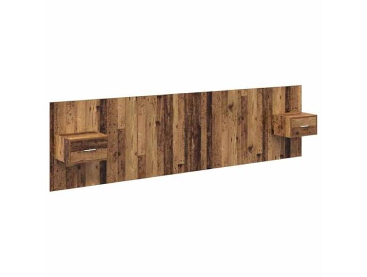 GHVBNMF Kopfteil mit Nachttisch 3-TLG Altholz Holzwerkstoff Wandmontage Wandhängende Bettkopfteil-Kombination für das Schlafzimmer mit integriertem Stauraum aus pflegeleichtem Holzwerkstoff.