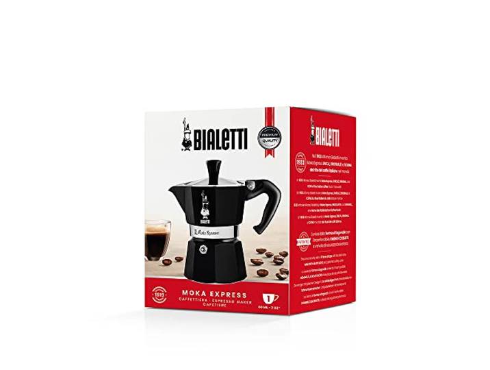 Bialetti Moka Express zwart koffiezetapparaat, aluminium, 1 kop, zwart