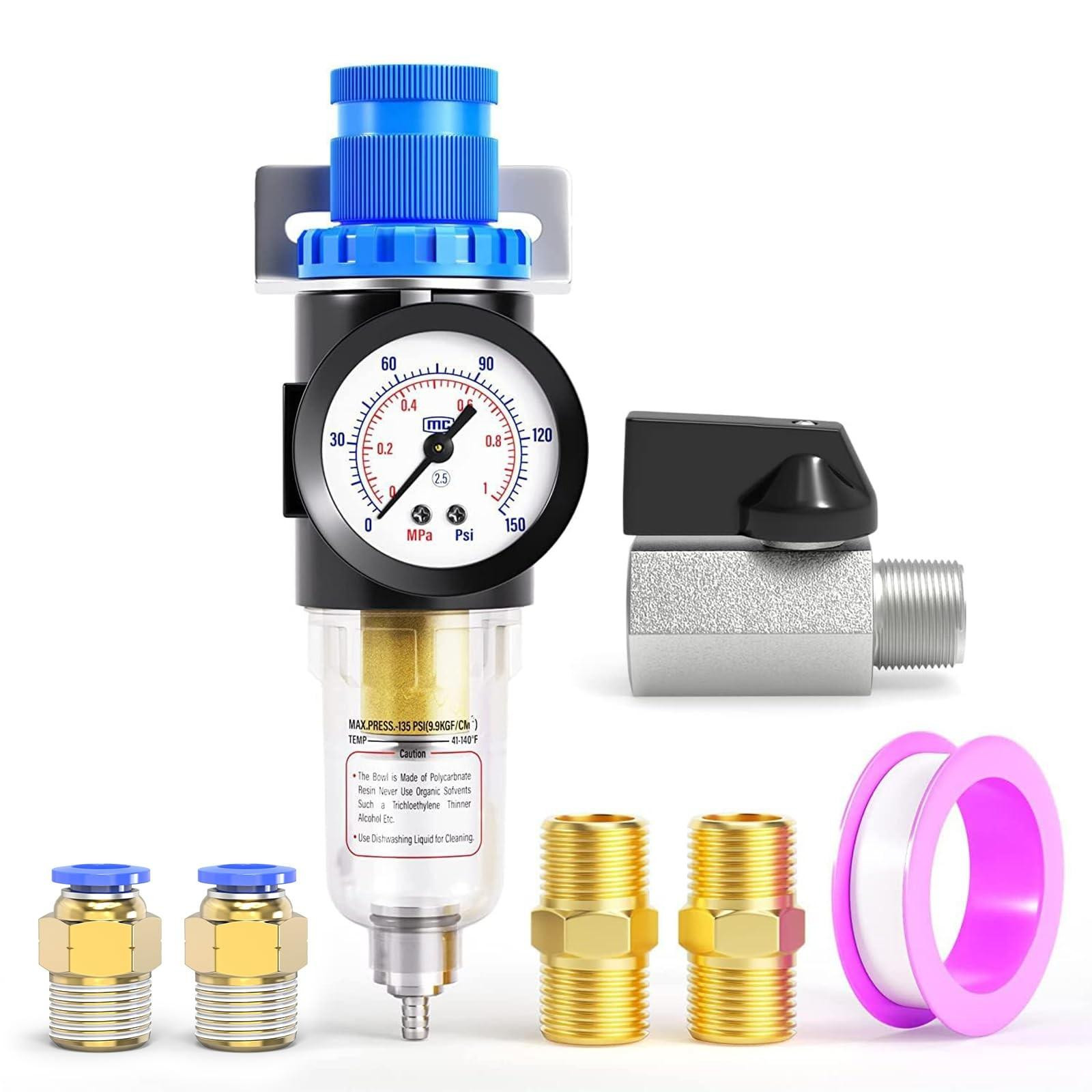 Luchtfilter Drukregelaar Kit 1/4 Inch BSP - 0-1 MPA met Manometer
