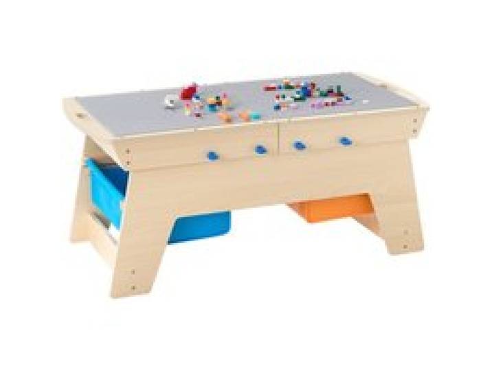 VEVOR Kindertisch 905 x 497 x 393 mm, Aktivitätstisch aus Holz, Mehrzweck-Spieltisch mit 200 Bausteinen und 3 Aufbewahrungsbehältern, Bausteintisch, Geschenk für Kinder ab 3 Jahren, Holzfarbe
