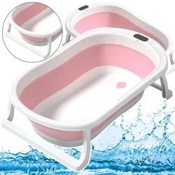 Klappbare Badewanne mit rutschfesten Füßen, Rosa