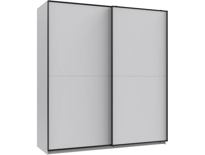 Schwebetürenschrank WIMEX Neu-Ulm in der Breite 180cm, in verschiedenen Farben erhältlich , schwarz (weiß, absetzung schwarz), B:180cm H:198cm T:65cm, Holzwerkstoff, Schränke, Schwebetürenschrank, Mit schwarzen Griffleisten