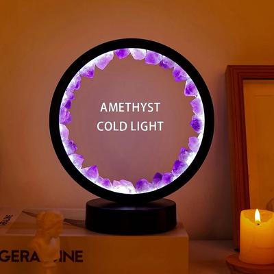 Uplifted Finds Amethyst Gemstone Crystal LED Round Lamp amethyst Cold