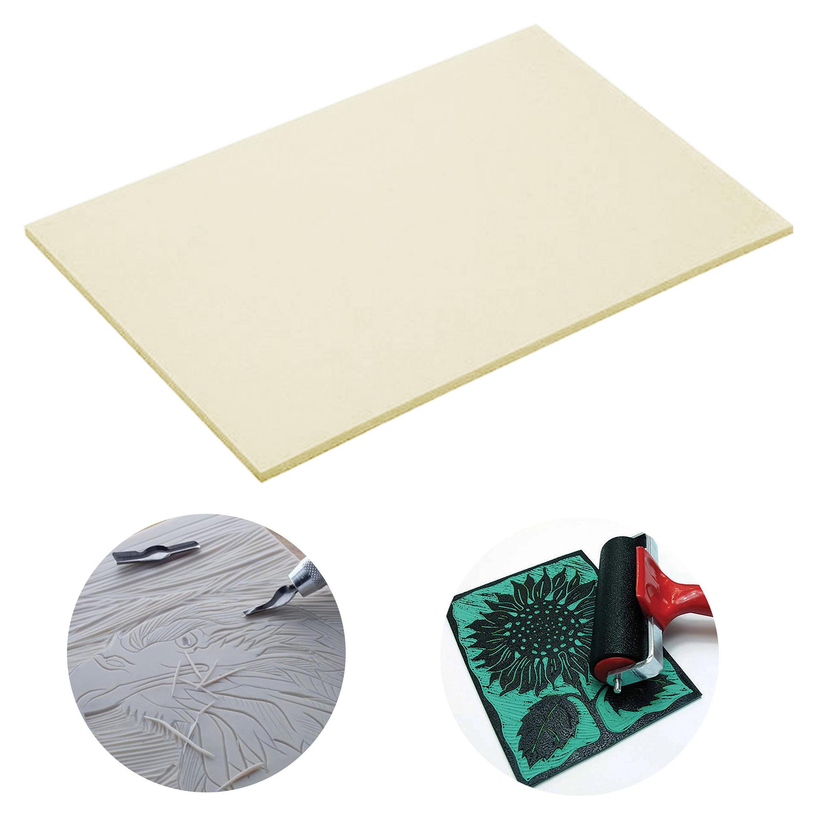 Essdee SoftCut Linoleumplaat voor Houtsnede, Beige/Ecru, 15 x 10 cm