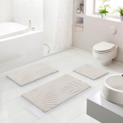 Badematte GRUND "Ferya", beige (natur), H:20mm, Polyester, Badematten, Badematte, Dezentes Blattmuster mit Hoch-Tief-Struktur, 5 Jahre Garantie