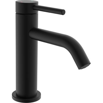 Waschtischarmatur WELLTIME "Toscana", schwarz, H:16cm T:15cm, Armaturen, reduzierter Wasserverbrauch durch Eco-Click-Funktion