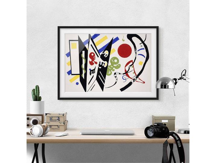 Tableau Vassily Kandinsky Réciproque II Papier Cadre : placage en bois véritable Pin Multicolore 70 x 50cm