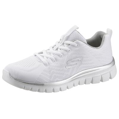 Sneaker SKECHERS "Graceful - Get Connected", Damen, Gr. 35, Textil, weiß, Schuhe Sneaker, Freizeitschuh, Halbschuh, Schnürschuh für die Maschinenwäsche geeignet, Topseller