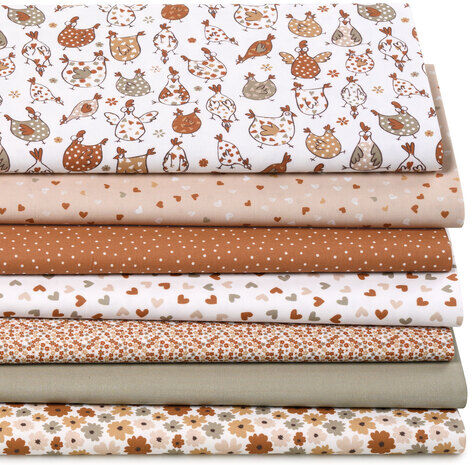 Patchwork- und Quiltpaket "Verrückte Hühner", natur-color