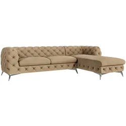 ECKSOFA Chesterfield Laura Beige Samt
