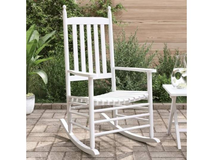 NLQMSU Schaukelstühle aus Massivholz, 2 Stück, Weiß Gebogener Sitz, hohe Rückenlehne, erweiterte Armlehnen, wetterfest, für Garten und Terrasse