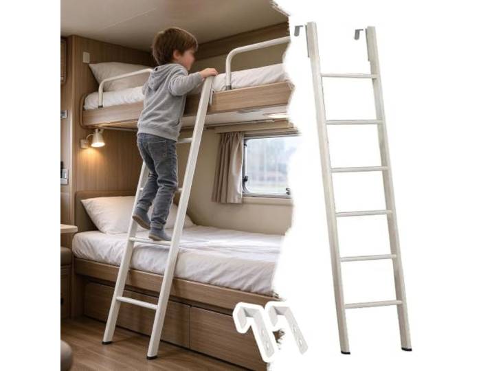 Hochbett Leiter Ersatzleiter Etagenbett Haken, Weiße Sicherheitsleiter Rutschfeste Etagenbettleiter für Kinder und Erwachsene im Wohnmobil mit Haken, Innere Dachboden-Fluchtleiter(175cm/69 )