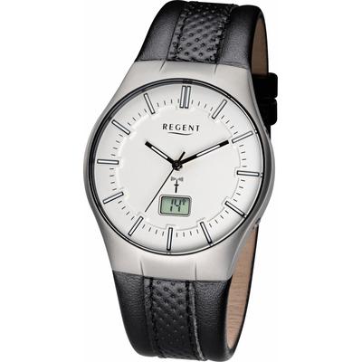 Funkuhr REGENT "18164211-FR217", schwarz, Armbanduhren, Herren, Funkuhr