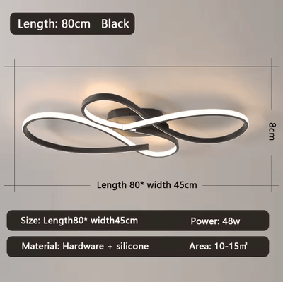 Inspire Curations Modern LED Ceiling Light Black Minimalist Flush Mount Chandelier l800xw450xh80mm dimmable With Alexa