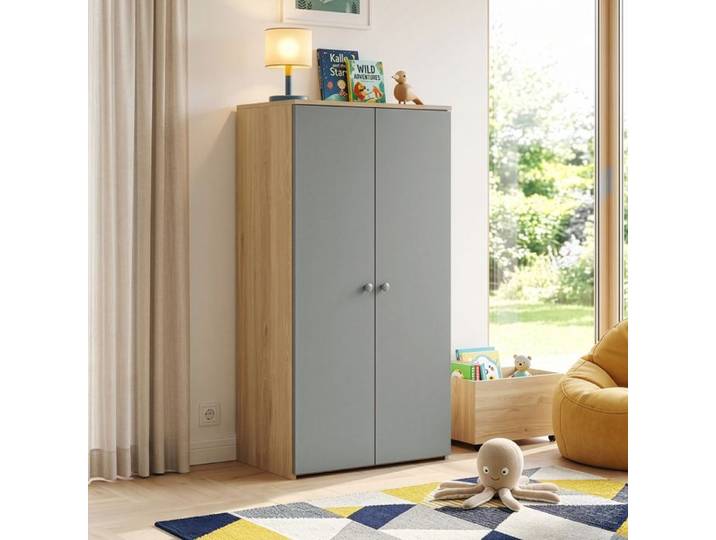 Armoire enfant Beldinupp 123 x 60 x 40 cm effet chêne gris