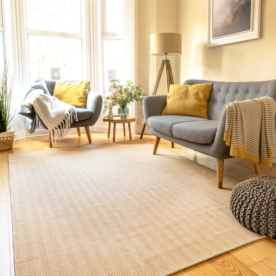 Highland Dunes Blakeley Handwoven Natural Jute Bordered Rug Natural Rectangle 120 x 170cm