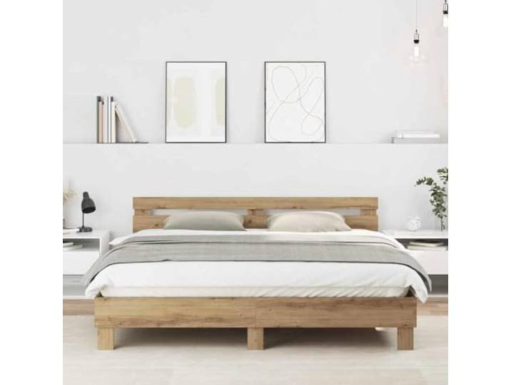 RJPLMFV Bettgestell, Holz, Eiche, 203 x 185 x 70 cm Modernes Design, Kopfteil inklusive, Lamellen im Lieferumfang enthalten, einfache Pflege, vielseitiger Stil
