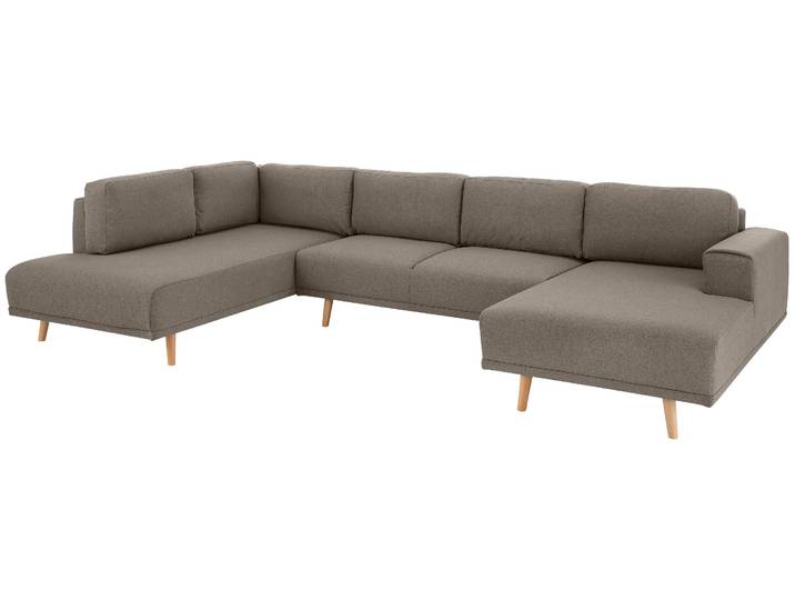 Wohnlandschaft, Filzoptik & Luxus-Microfaser, Braun, 355×203×84 cm, U-Form, Skandinavisch, Home affaire