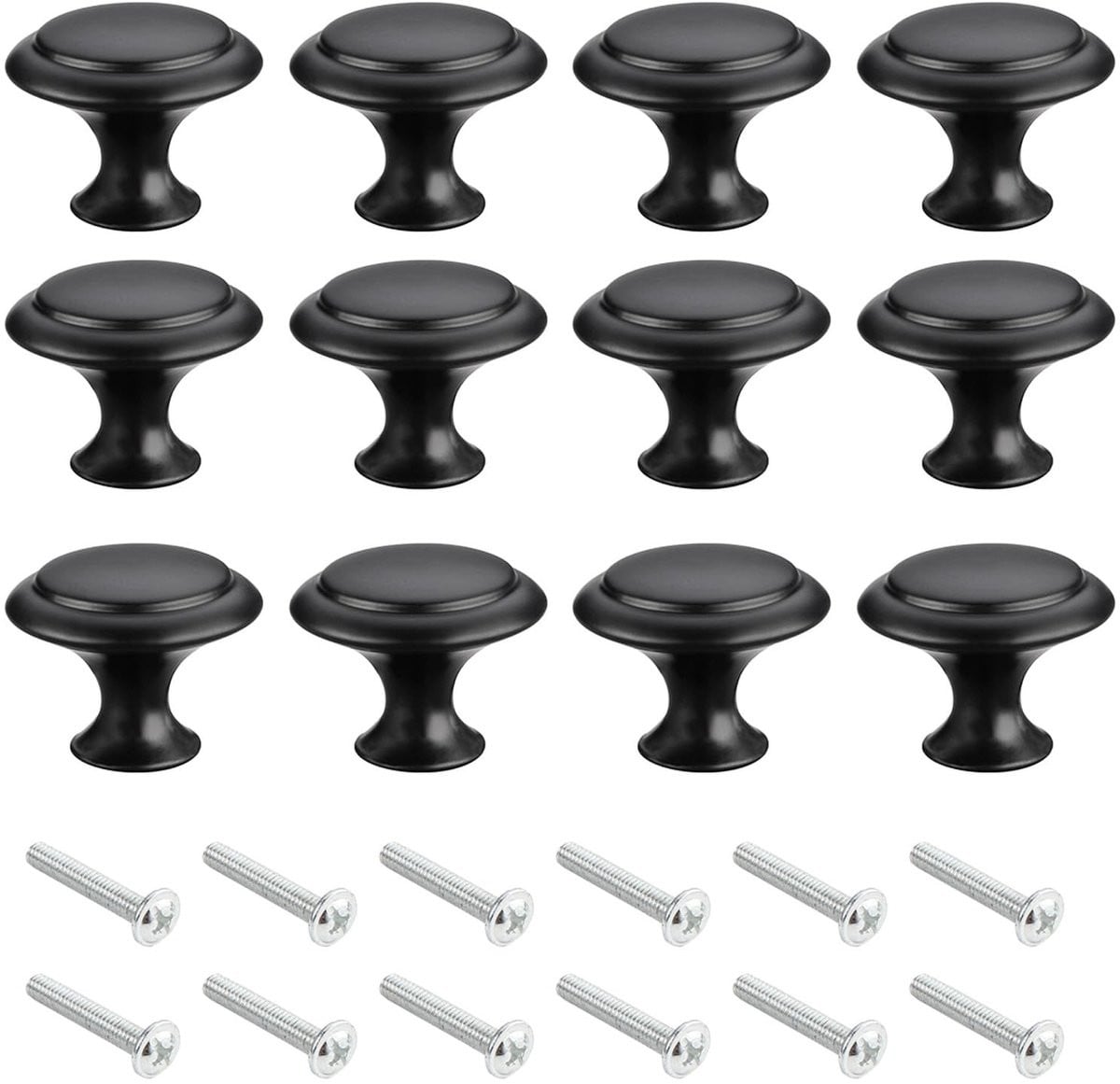 Dailygoods Ladeknoppen 12 stuks - Kastgrepen - Zwart