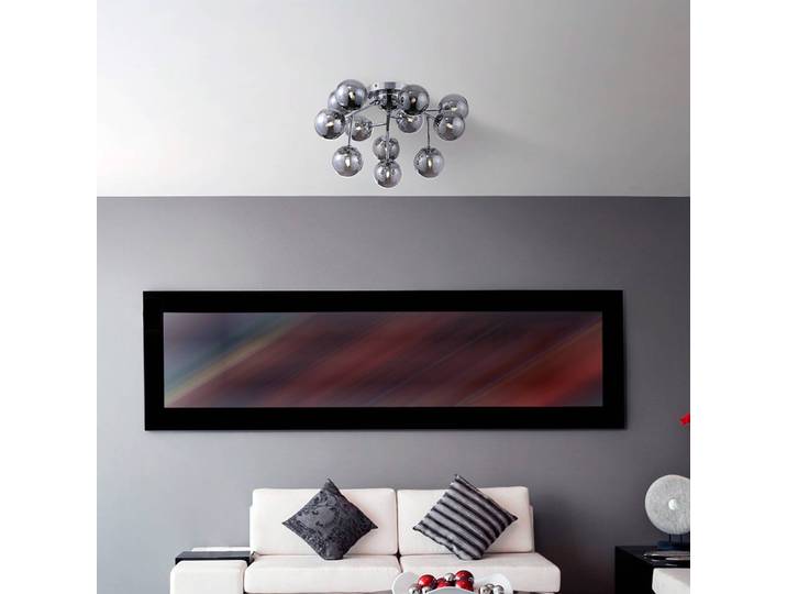 Deckenleuchte Dallas Typ F Ø 60cm Silber/Chrom Mischmetall / Rauchglas G9